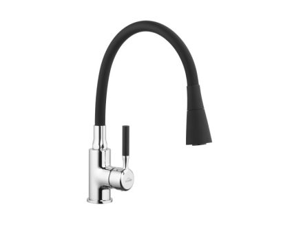 Invena Hula konyhai csaptelep flexibilis kifolyócsővel,  matt fekete / króm BZ-85-L04-L