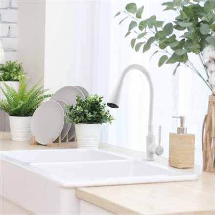 Invena Hula Plus konyhai csaptelep flexibilis kifolyócsővel, fehér BZ-85-P02-L