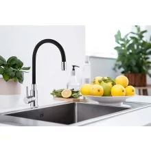 Invena Silva konyhai csaptelep flexibilis kifolyócsővel, inox-fekete kivitelben