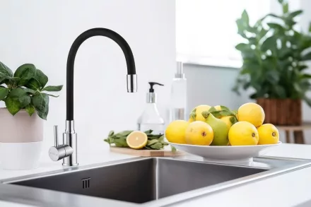 Invena Silva konyhai csaptelep flexibilis kifolyócsővel, inox-fekete kivitelben