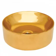   Invena Kos kerek kerámia mosdótál 415 mm, csapfurat nélkül, arany CE-38-009-C