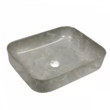   Invena Florina kerámia mosdótál 51x40 cm, csapfurat nélkül, fényes szürke márvány CE-40-705-C