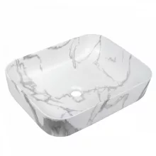   Invena Florina kerámia mosdótál 51x40 cm, csapfurat nélkül, matt fehér márvány CE-40-706-C