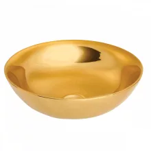   Invena Tinos kerek kerámia mosdótál 395 mm, csapfurat nélkül, arany CE-43-009-C