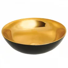   Invena Tinos kerek kerámia mosdótál 395 mm, csapfurat nélkül, matt fekete/arany CE-43-027-C