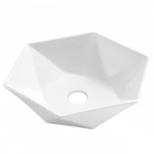   Invena Naksos hatszögletű kerámia mosdótál 465x535 mm, csapfurat nélkül, fényes fehér CE-55-001-C