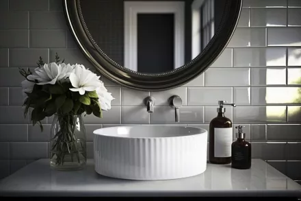 Invena GLAMOUR struktúrált pultra tehető kerek mosdó 36, fényes fehér CE-63-001-C