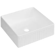   Invena Glamour szögletes kerámia mosdótál 36,5 cm bordázott felülettel, fehér CE-63-K01-L