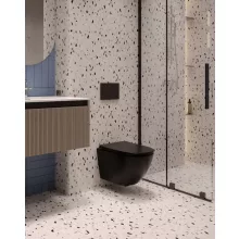 Invena Tavro csendes öblítésű fali kerámia WC csésze Soft-Close és könnyen levehető ülőkével, matt fekete kivitelben.