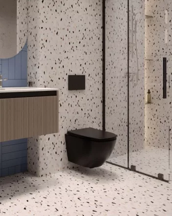 Invena Tavro csendes öblítésű fali kerámia WC csésze Soft-Close és könnyen levehető ülőkével, matt fekete kivitelben.