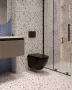 Invena Tavro csendes öblítésű fali kerámia WC csésze Soft-Close és könnyen levehető ülőkével, matt fekete kivitelben.