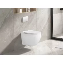   Invena Tinos fali WC csésze öblítőperem nélkül, ülőkével, fényes fehér CE-91-001-W