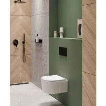   Invena Glamour Bordázott fali kerámia WC csésze Swirlflush öblítéssel és soft-close ülőkével, fehér CE-92-001-L