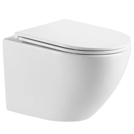 Invena LIMNOS fali Rimless kerámia WC csésze Swirlflush öblítéssel és Duroplast ülőkével, fehér CE-93-001-L