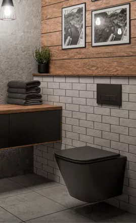 Invena Florin fali kerámia WC csésze örvényöblítéssel és lágyan záródó ülőkével, matt fekete kivitelben.