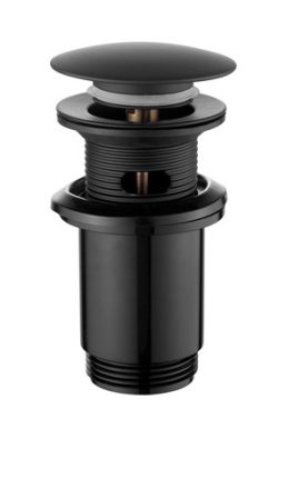 Invena Click-Clack leeresztő szelep túlfolyós mosdóhoz, nagy dugóval, matt fekete SC-B1-174-V