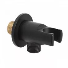   Invena kerek zuhanycsatlakozó zuhanytartóval, fekete SC-P1-040-P