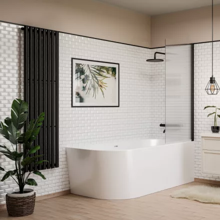 Invena Mono fürdőszobai acél radiátor 1600x480 mm, fekete kivitelben.