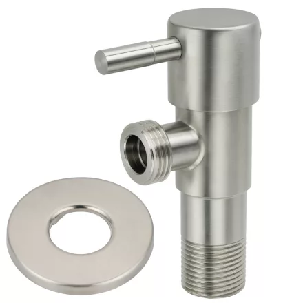 Invena sarokszelep kerámiabetéttel és takarórozettával 1/2"x3/8", króm kivitelben.