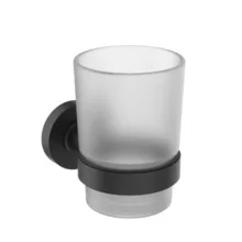   Ideal Standard IOM Falra szerelhető fogkefe- és fogkrémtartó szatén pohár matt fekete konzollal A9120XG