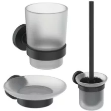   Ideal Standard IOM fali WC kefe, fogkefetartó pohár és szappantartó, matt üveg / matt fekete A9245XG