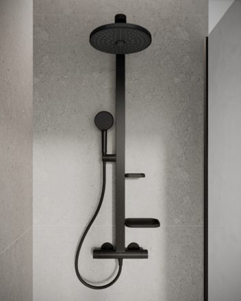 Ideal Standard Ceratherm ALU+ Zuhanyrendszer termosztátos csapteleppel, selyem fekete BD583XG