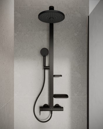 Ideal Standard ALU+ Ceraflow zuhanyrendszer falra szerelhető karos zuhanycsapteleppel, selyem fekete BD584XG