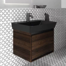   Ideal Standard Connect Air - Cube kerámiamosdó 60x46 cm, csaplyukkal és túlfolyóval, matt fekete E0298V3