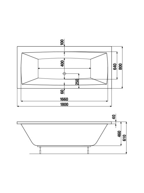 Jika Cubito Pure akril kád lábakkal 180x80 cm 2254200000001