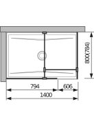 Jika Pure hátfalhoz illesztett sarok üvegfal 78x80cm 2684290026681