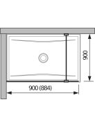 Jika Pure oldalfalhoz rögzített üvegfal 90cm 2694270026681