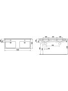 Jika Cubito Pure duplamosdó 130x48,5 cm, csapfurattal és túlfolyóval 8144200001041