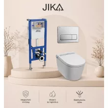Jika Mila bidéfunkciós WC szett modern kialakítással, automata öblítéssel és fűtött ülőkével.