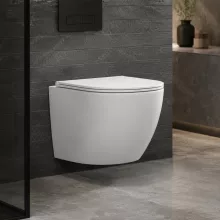 Karag Milos Rimless fali kerámia WC csésze SoftClose ülőkével fényes fehér LT-046E-NRGW