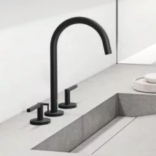   Kludi Nova Fonte Puristic ECO háromlyukú mosdócsaptelep lefolyógarnitúrával, matt fekete 201433915