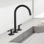 Kludi Nova Fonte Puristic ECO háromlyukú mosdócsaptelep lefolyógarnitúrával, matt fekete 201433915