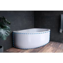   Kolpa San Libretto - D jobbos előlap asszimetrikus sarokkádhoz 170x110 cm, fehér 565270