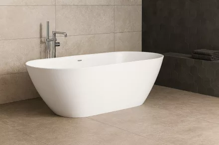 Laufen Lua szabadon álló marbond fürdőkád 170x75 krómozott click-clack leeresztővel, fényes fehér H2200820000001