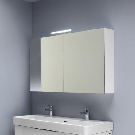 Laufen Base matt fehér tükrösszekrény 120 cm kettő ajtóval, világítással H4029021102601