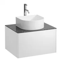   Laufen Sonar matt fehér alsószekrény 57,7x45,7x34,1 cm egy fiókkal, kerámia pulttal H4054050341431