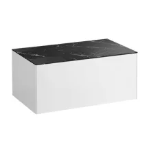   Laufen Sonar matt fehér alsószekrény kivágás nélkül 77,7x45,7x34,1 cm egy fiókkal, kerámia pulttal H4054100341431