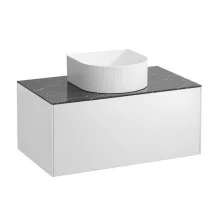   Laufen Sonar matt fehér alsószekrény 77,7x45,7x34,1 cm egy fiókkal, kerámia pulttal H4054110341431
