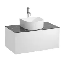   Laufen Sonar matt fehér alsószekrény 77,7x45,7x34,1 cm egy fiókkal, kerámia pulttal H4054150341431