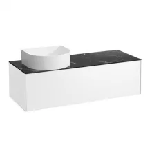   Laufen Sonar matt fehér alsószekrény 117,7x45,7x34,1 cm egy fiókkal, balos kivágással, kerámia pulttal H4054220341431