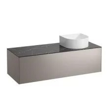   Laufen Sonar titán alsószekrény 117,7x45,7x34,1 cm egy fiókkal, jobbos kivágással, kerámia pulttal H4054230341421