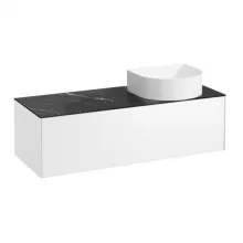   Laufen Sonar matt fehér alsószekrény 117,7x45,7x34,1 cm egy fiókkal, jobbos kivágással, kerámia pulttal H4054230341431