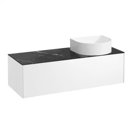 Laufen Sonar matt fehér alsószekrény 117,7x45,7x34,1 cm egy fiókkal, jobbos kivágással, kerámia pulttal H4054230341431