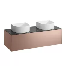   Laufen Sonar réz alsószekrény 117,7x45,7x34,1 cm egy fiókkal, kettő kivágással, kerámia pulttal H4054240341411