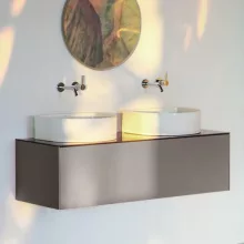   Laufen Sonar titán alsószekrény 117,7x45,7x34,1 cm egy fiókkal, kettő kivágással, kerámia pulttal H4054240341421