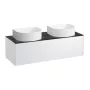 Laufen Sonar matt fehér alsószekrény 117,7x45,7x34,1 cm egy fiókkal, kettő kivágással, kerámia pulttal H4054240341431